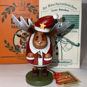 KATHE WOHLFAHRT DUFTL MANNCHEN *SMOKY MOOSE WITH HAT* INCENSE SMOKER GERMANY NIB